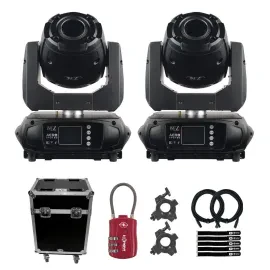 JMAZ Lighting AERO SPOT 60 LED DMX Moving Head Lights Pair w Road Case