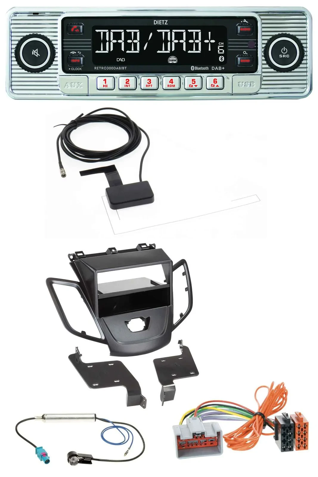 Dietz Bluetooth USB MP3 DAB Autoradio für Ford Fiesta JA8 08-10 ohne Display sch