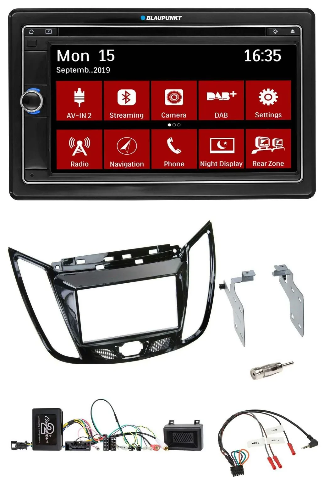 Blaupunkt TMC USB Lenkrad Bluetooth DAB 2DIN Navigation für Ford C-Max Kuga Klav