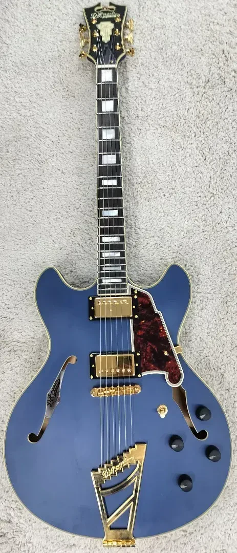 D'Angelico Deluxe DC Semi-Hollow Limited Guitar, Matte Powder Blue, DADDCMPBGTCB