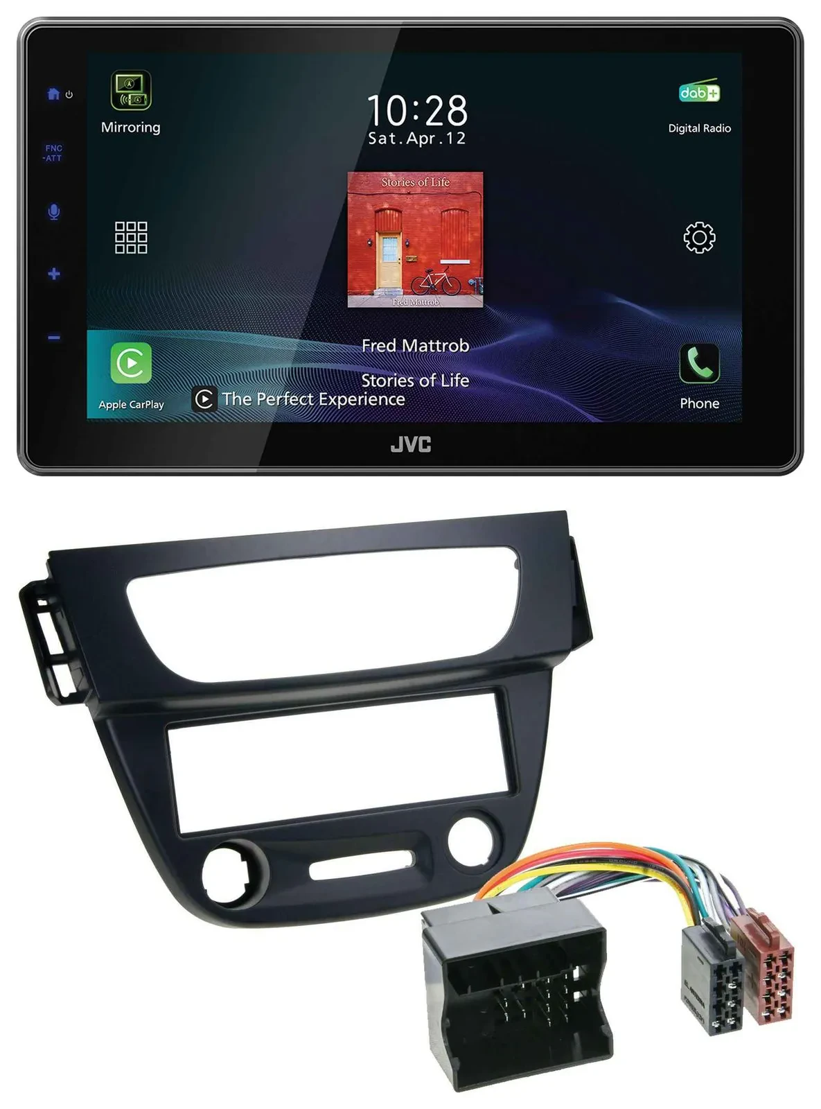 JVC DAB MP3 Bluetooth USB Autoradio für Renault Megane 3 09-14 Quadlock schwarz