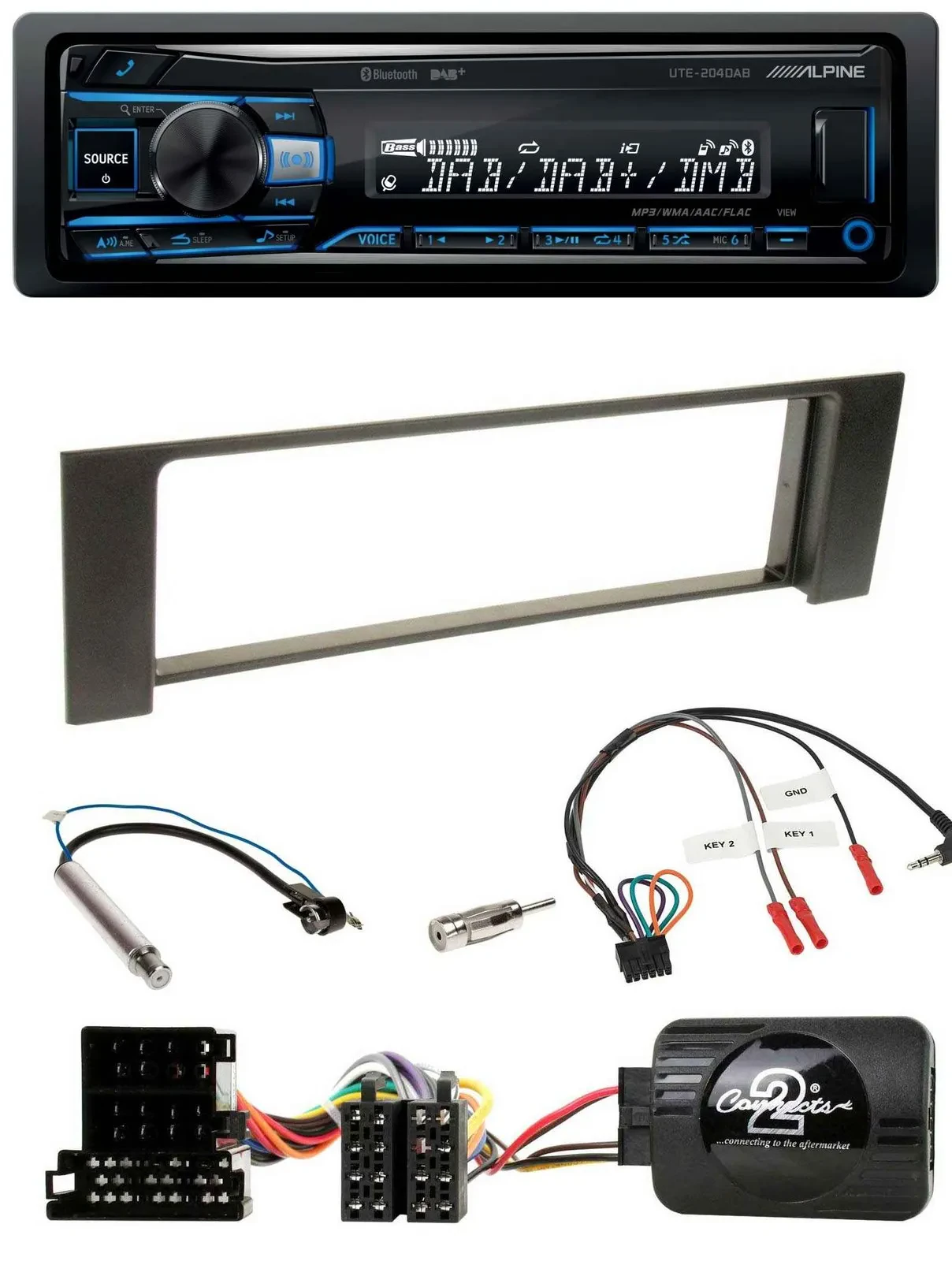 Alpine USB Bluetooth DAB Lenkrad Autoradio für Audi A4 2000-2004 ISO