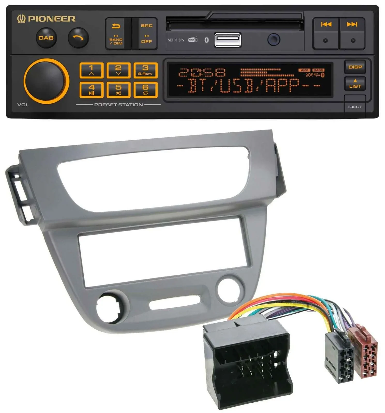 Автомагнитола Pioneer DAB, Bluetooth, USB, MP3 для Renault Megane 3 (2009–2014), разъём Quadlock, серый
