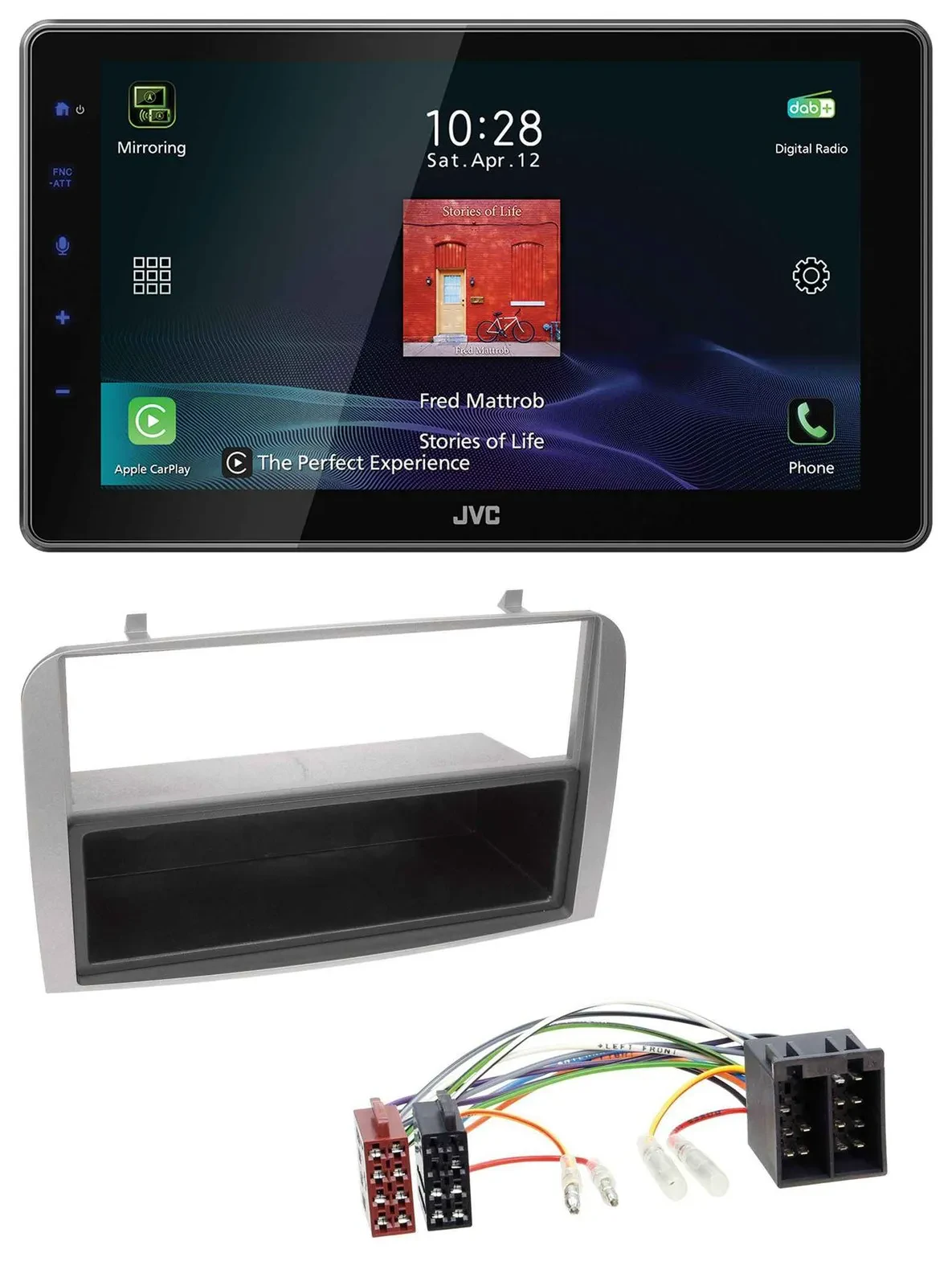 JVC DAB MP3 Bluetooth USB Autoradio für Alfa Romeo 147 GT silber Ablagefach