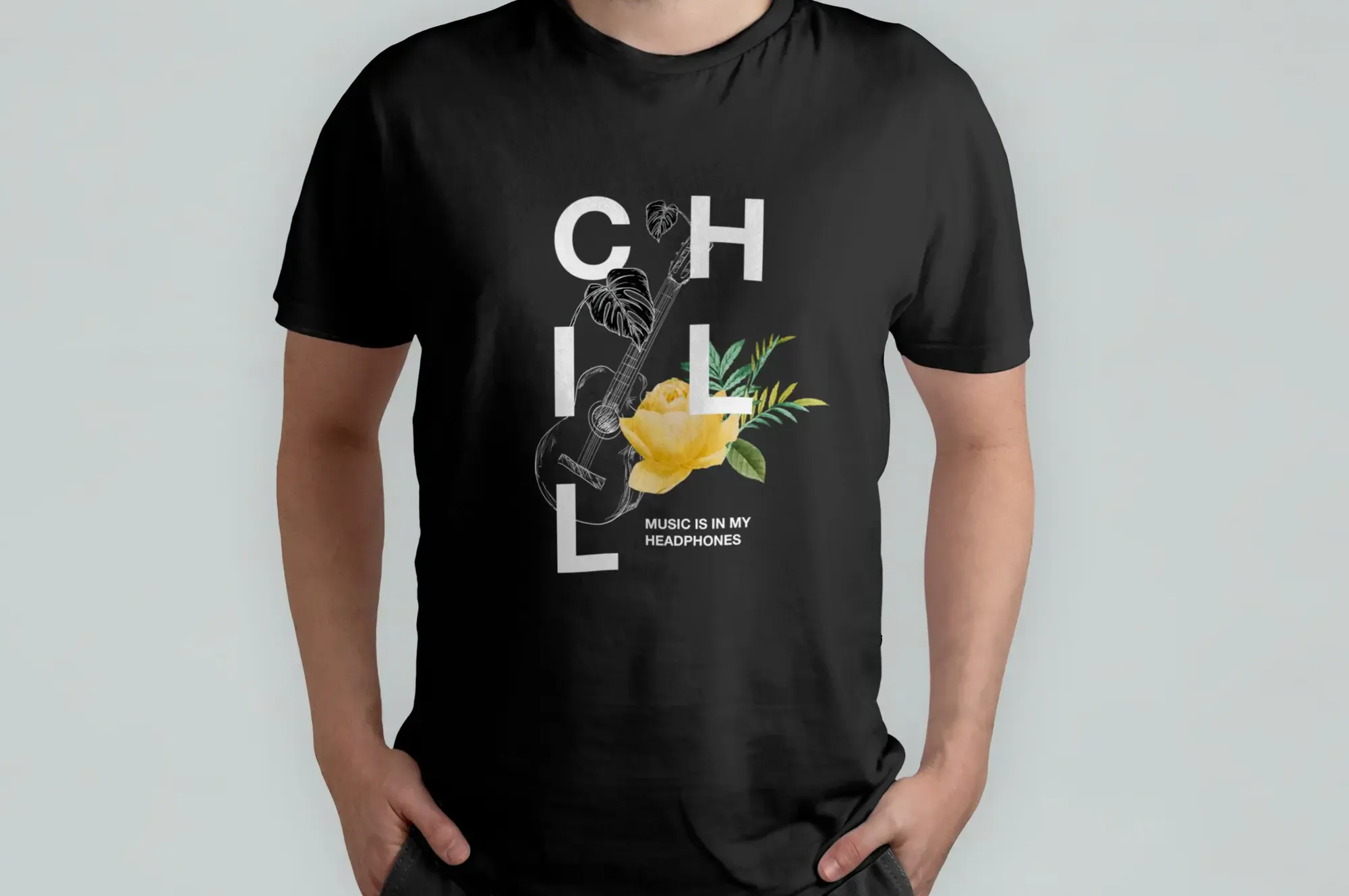 Футболка Popmerch WBS116 "Chill Flowers" черная, женская, размер S