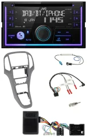 JVC Lenkrad USB 2DIN DAB Bluetooth CD Autoradio für Opel Astra J ab 2009 Titangr