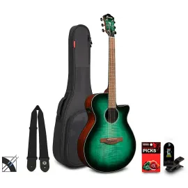 Ibanez AEG70 Flamed Maple Top Grand Concert A/E Guitar Pack Emerald Burst