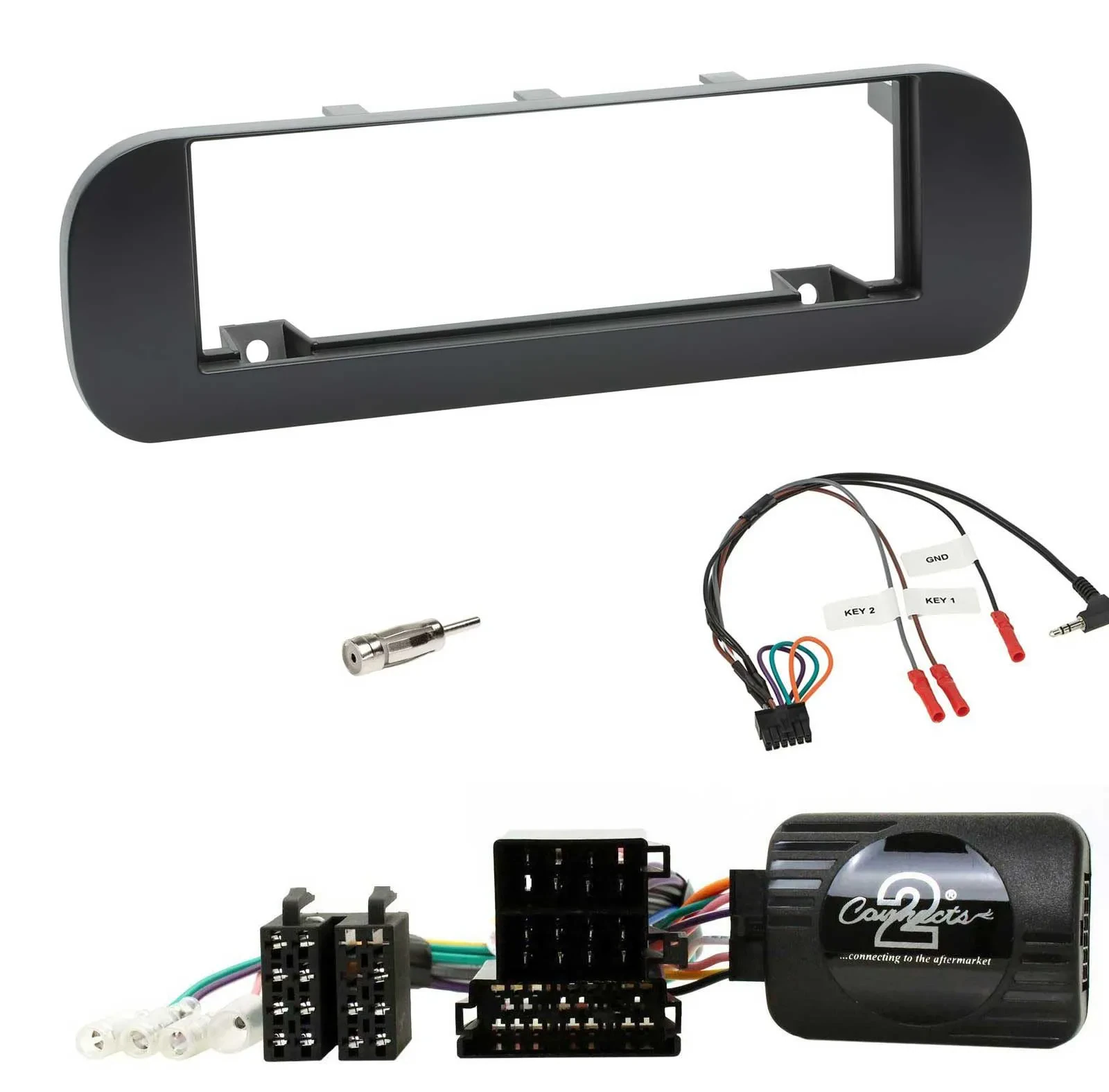 Установочный комплект для автомагнитолы Caraudio24 для Fiat Panda 2012–2020, DIN, черный (набор)