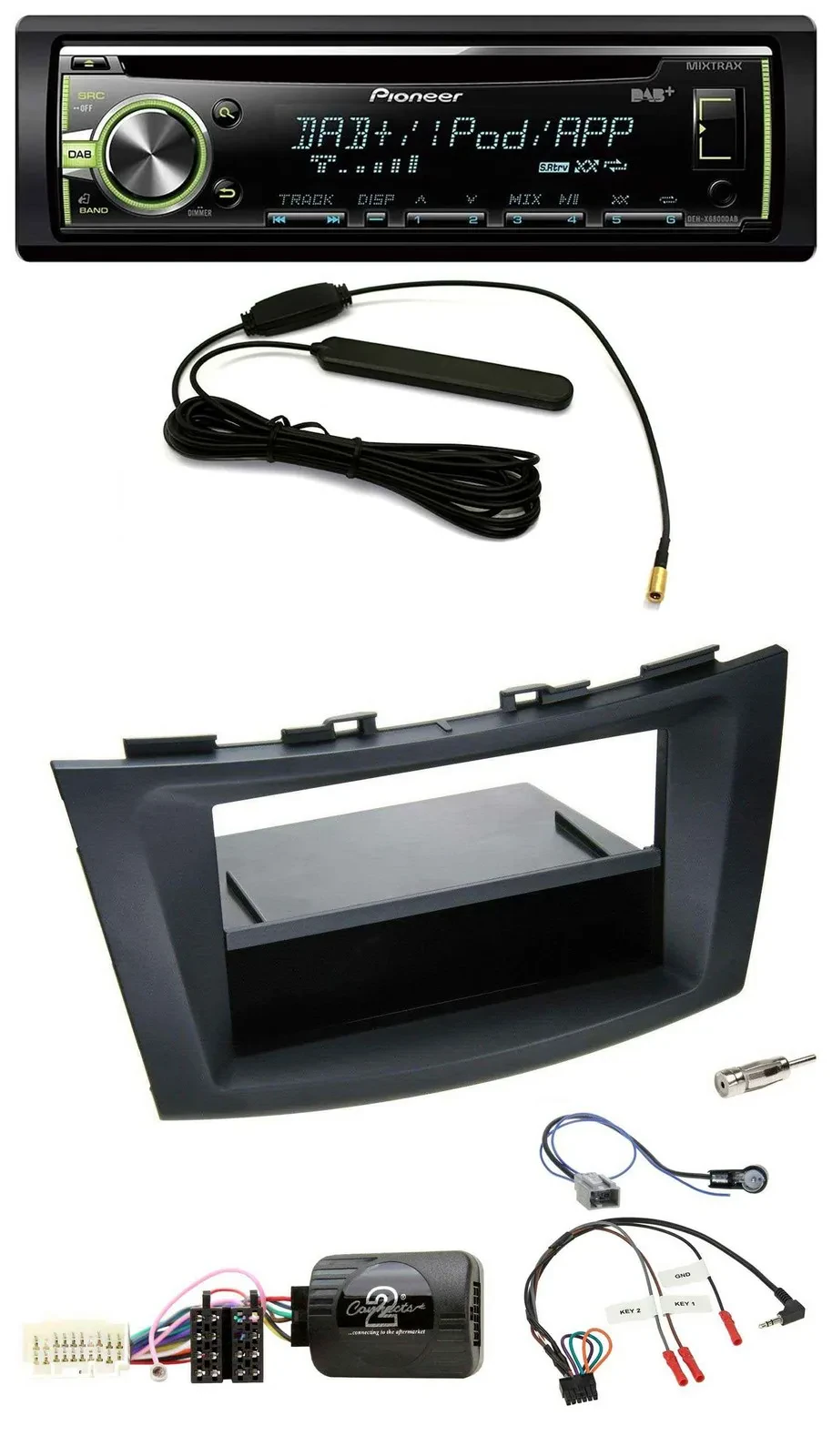 Pioneer MP3 USB CD DAB Lenkrad Autoradio für Suzuki Swift Sport ab 2011 schwarz