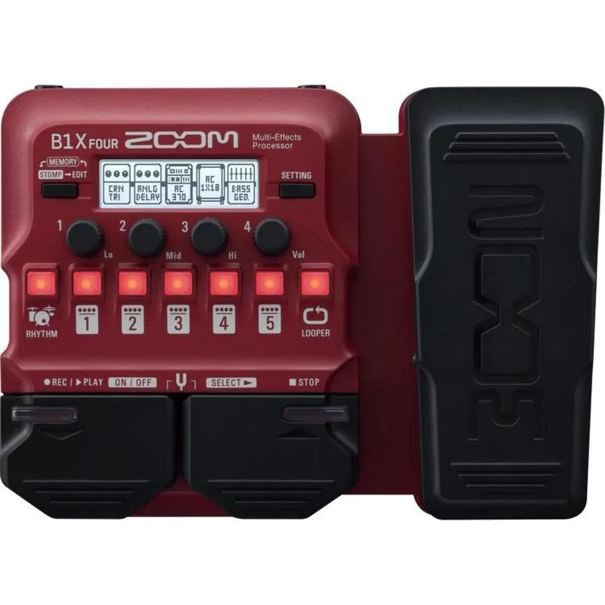 Zoom B1X Four Multi-Effects Processor with Expression Pedal, Bundle with 4x Powe