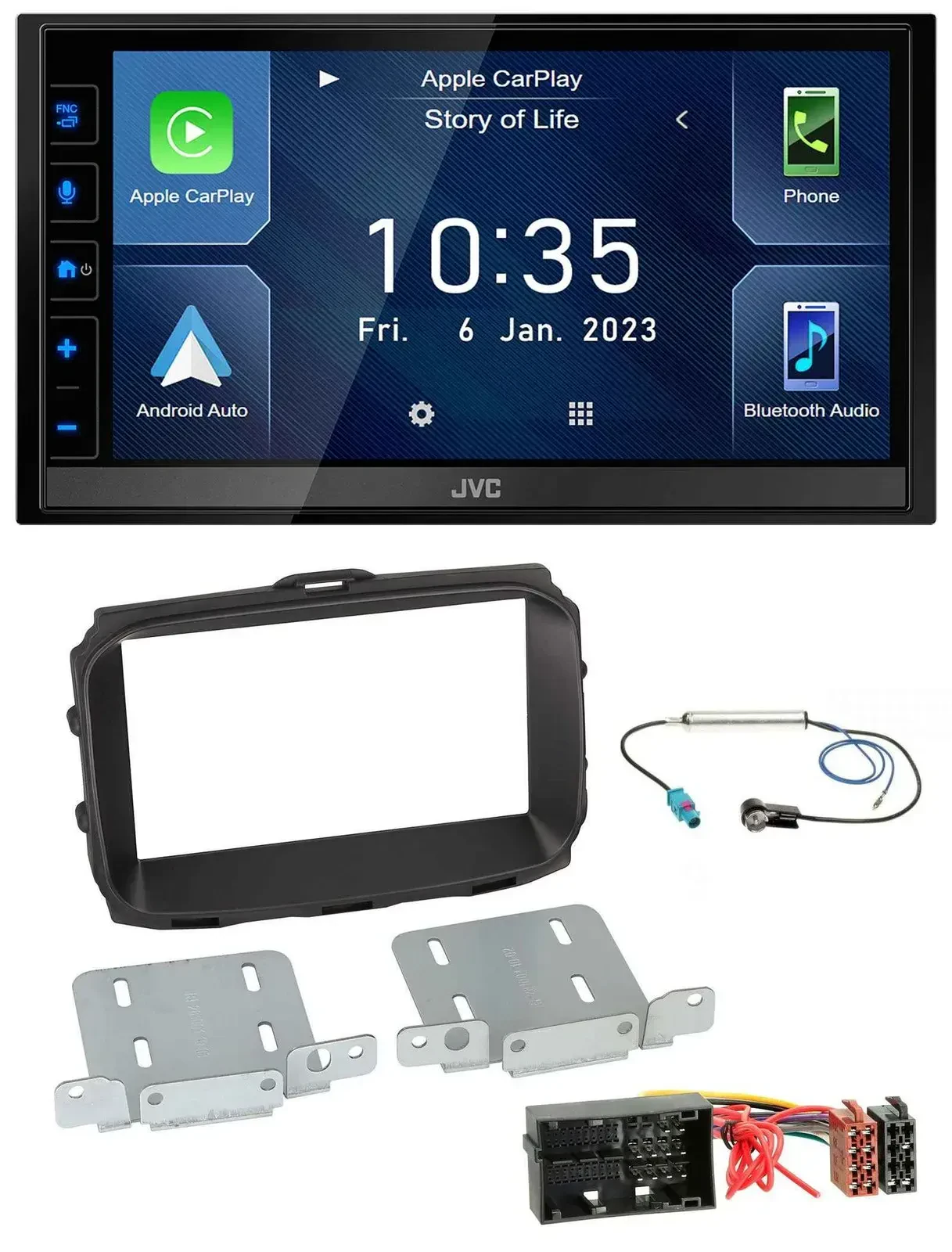 Автомагнитола JVC 2DIN, DAB, Bluetooth, USB, MP3 для Alfa Romeo Giulietta (940) 2013+