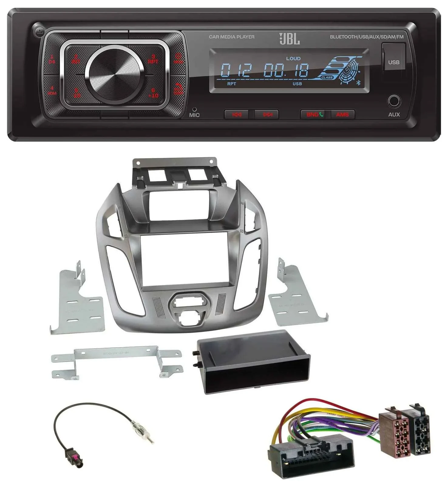 JBL SD AUX MP3 USB Bluetooth Autoradio für Ford Transit Connect mit Display 12-1