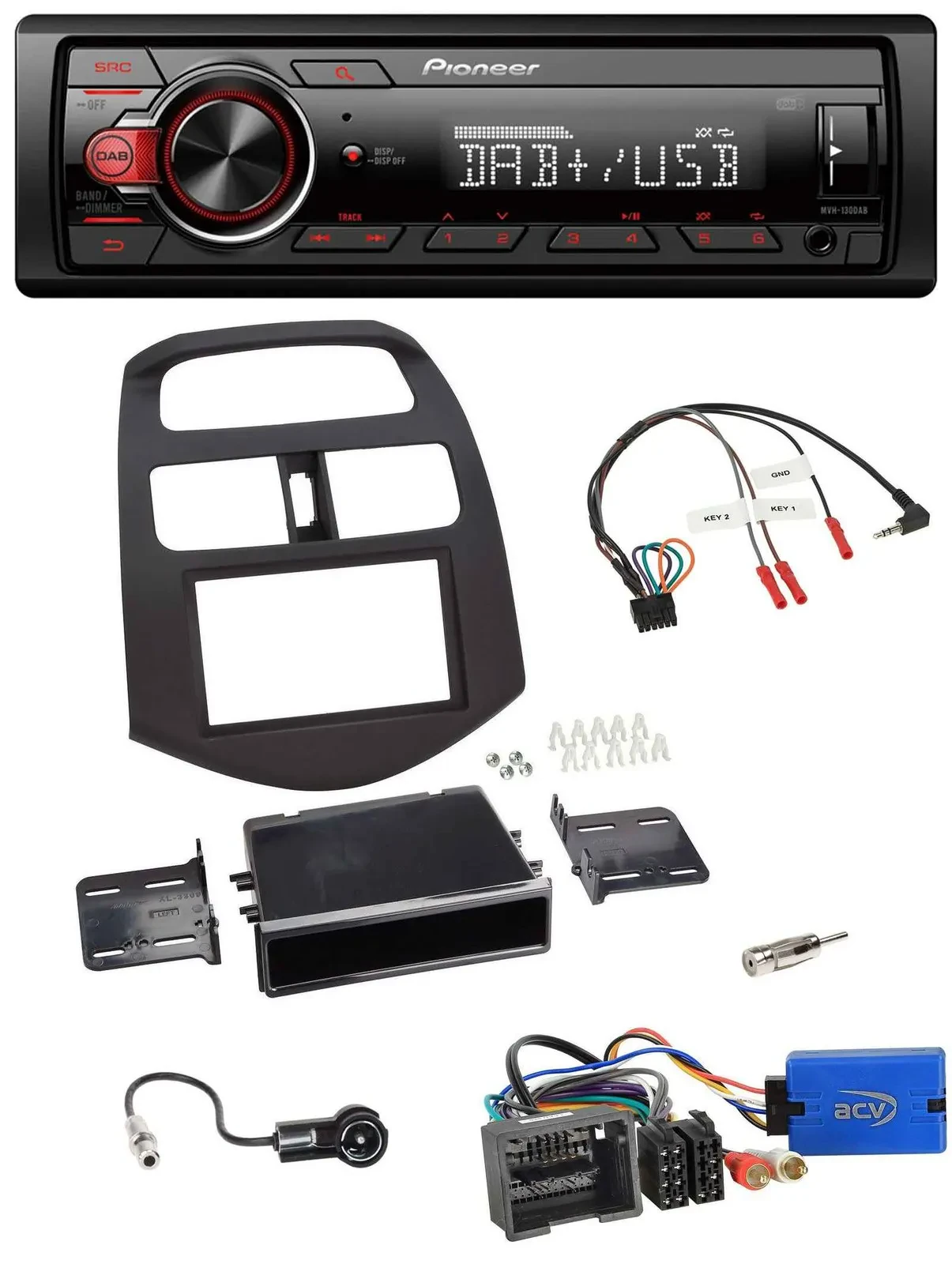 Pioneer MP3 1DIN DAB USB Lenkrad Autoradio für Chevrolet Spark 2013-2015