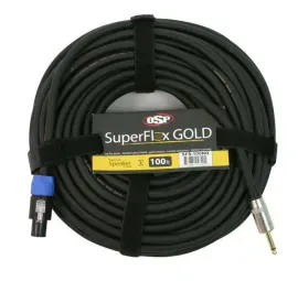 OSP SuperFlex GOLD 100' ft Speaker Cable, Speakon to 1/4", Neutrik Connectors