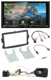Автомагнитола для Dacia Kenwood 2DIN Bluetooth, USB, TMC, DAB, навигация, черный