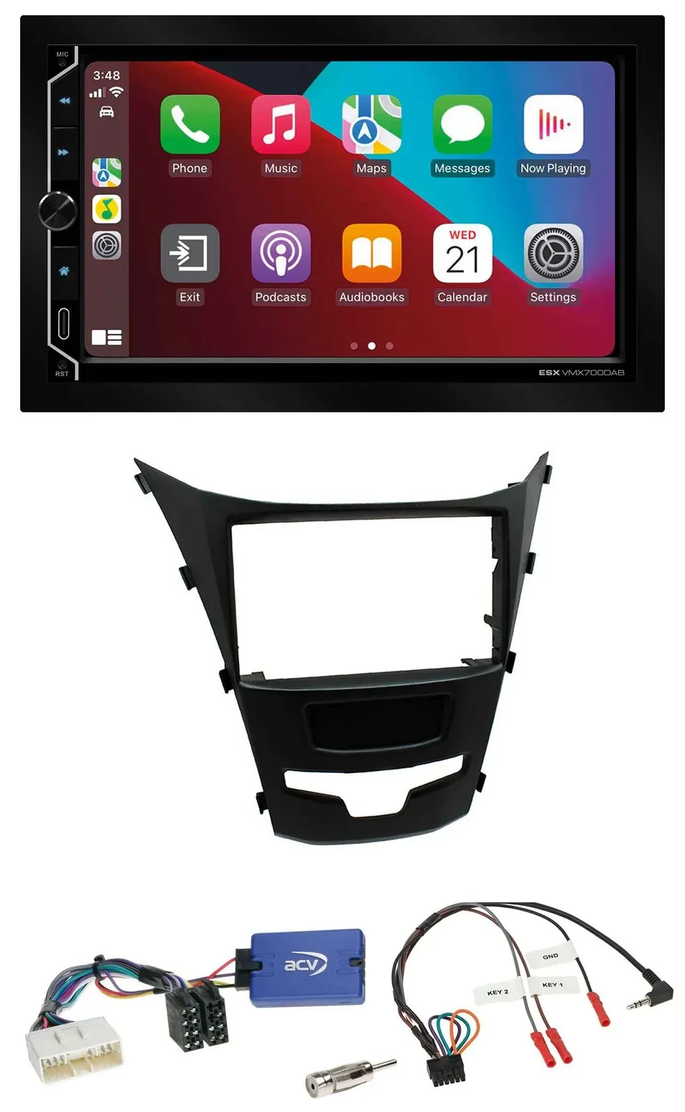 Автомагнитола ESX 2DIN DAB USB Bluetooth для SsangYong Korando, поддержка кнопок на руле