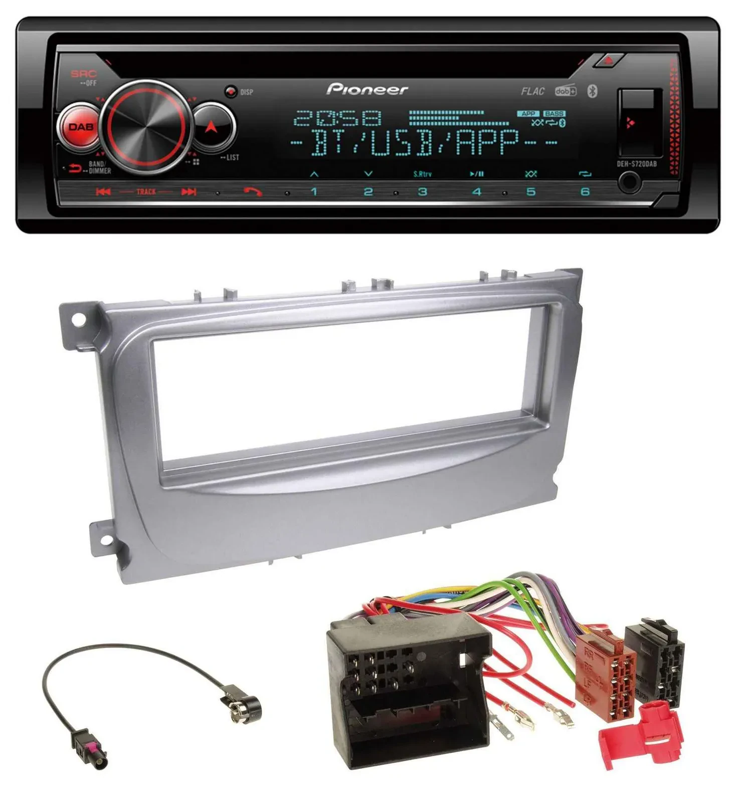 Pioneer MP3 DAB CD Bluetooth USB Autoradio für Ford S-Max Mondeo 07-14 silber