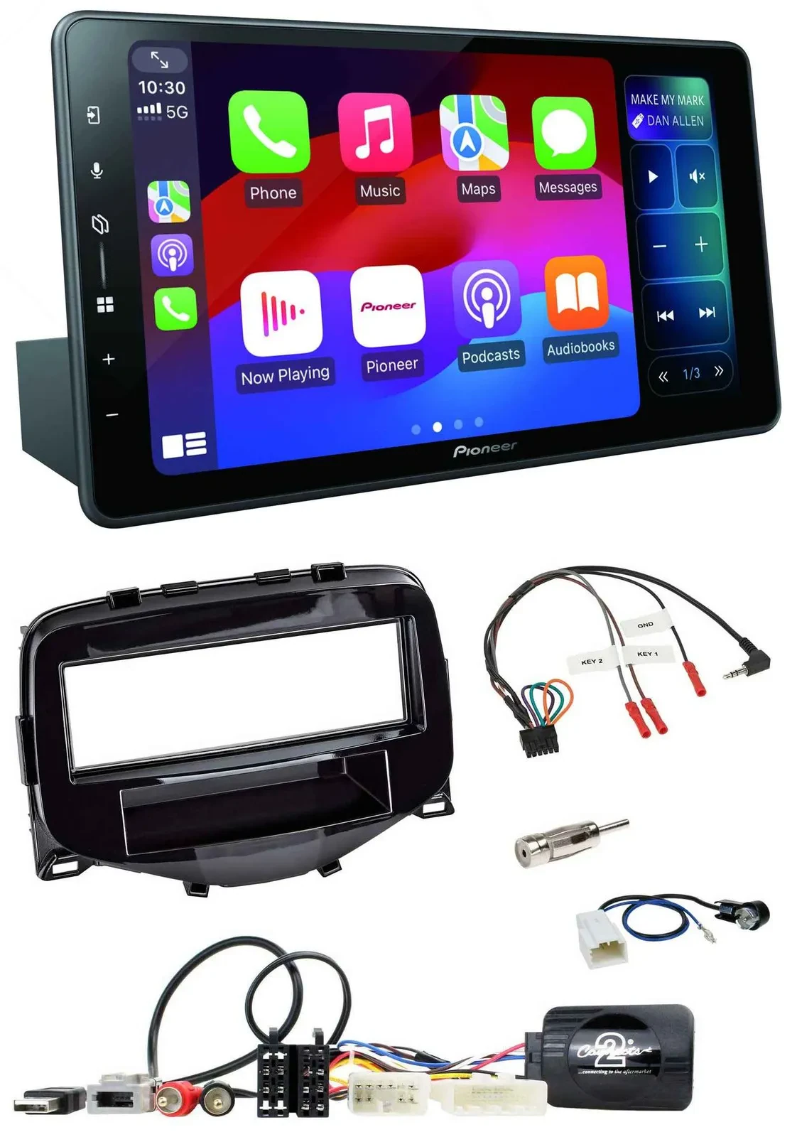 Автомагнитола для Toyota Aygo 2014–2021 Pioneer Bluetooth, DAB, USB, поддержка кнопок на руле