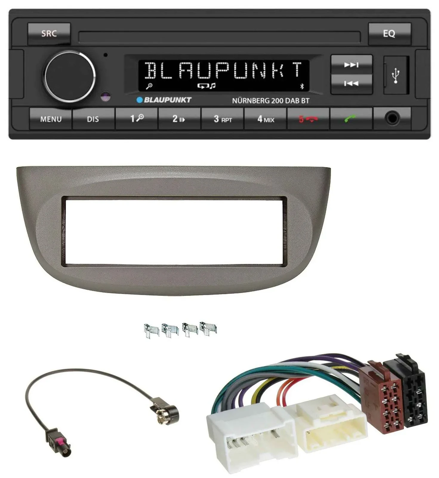 Blaupunkt USB DAB MP3 Bluetooth Autoradio für Renault Twingo ab 2012 beige-grau