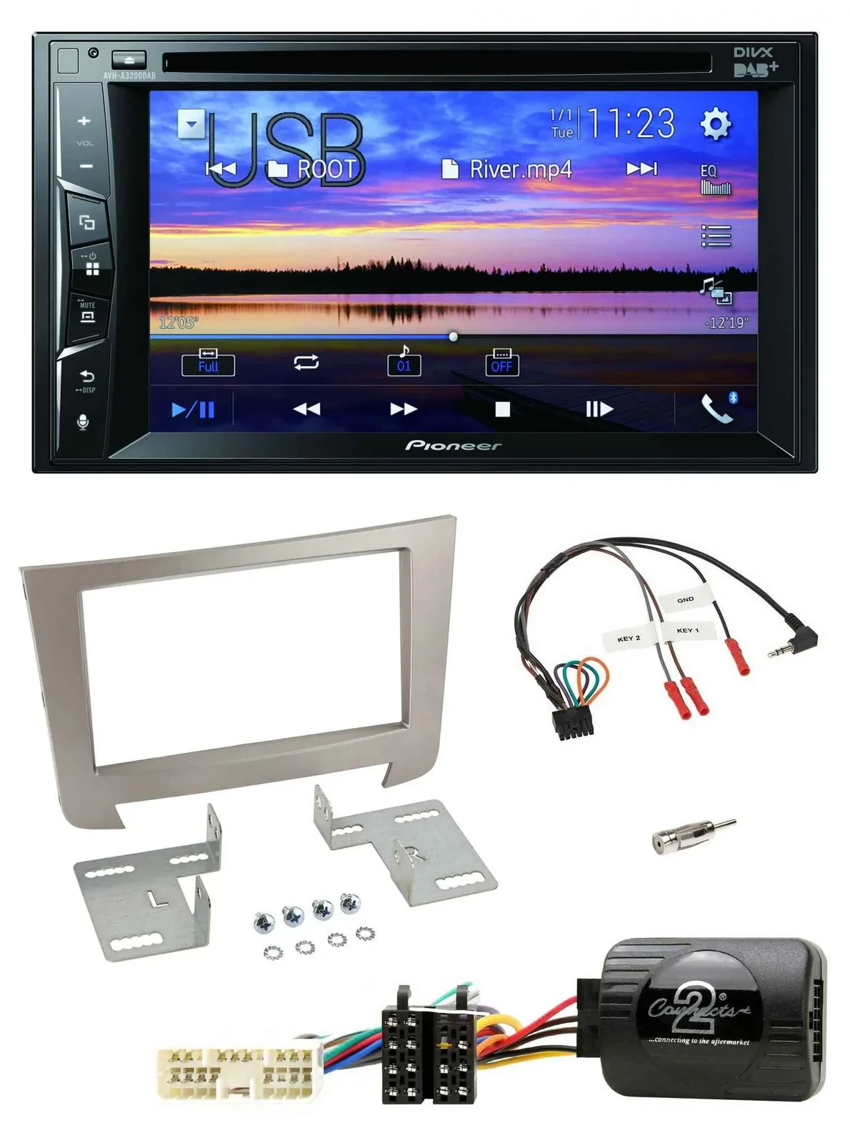 Pioneer Bluetooth 2DIN USB DVD DAB Lenkrad Autoradio für SSangYong Rexton Telefo