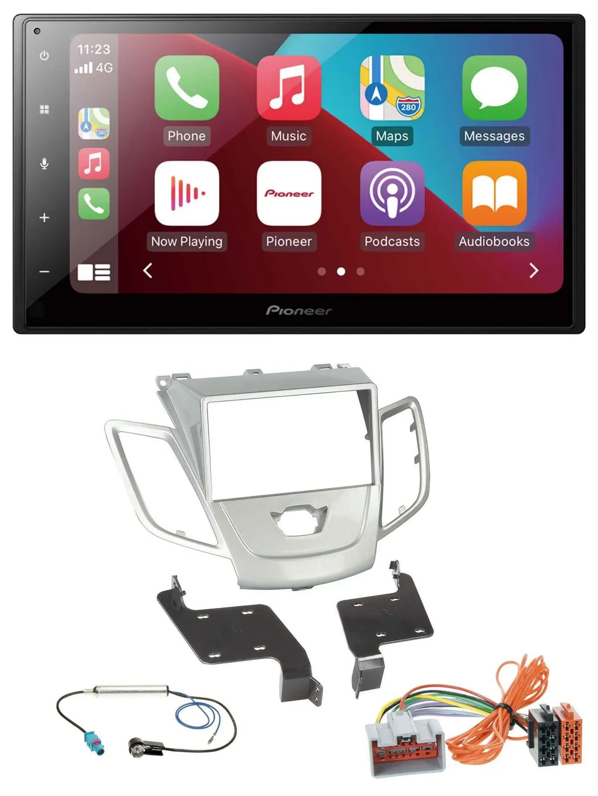 Автомагнитола для Ford Fiesta Pioneer 2DIN USB MP3 DAB Bluetooth серебристая