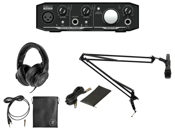 Mackie 1-Person Podcast Podcasting Recording Kit w/EM-89D Mic+Boom+Headphones