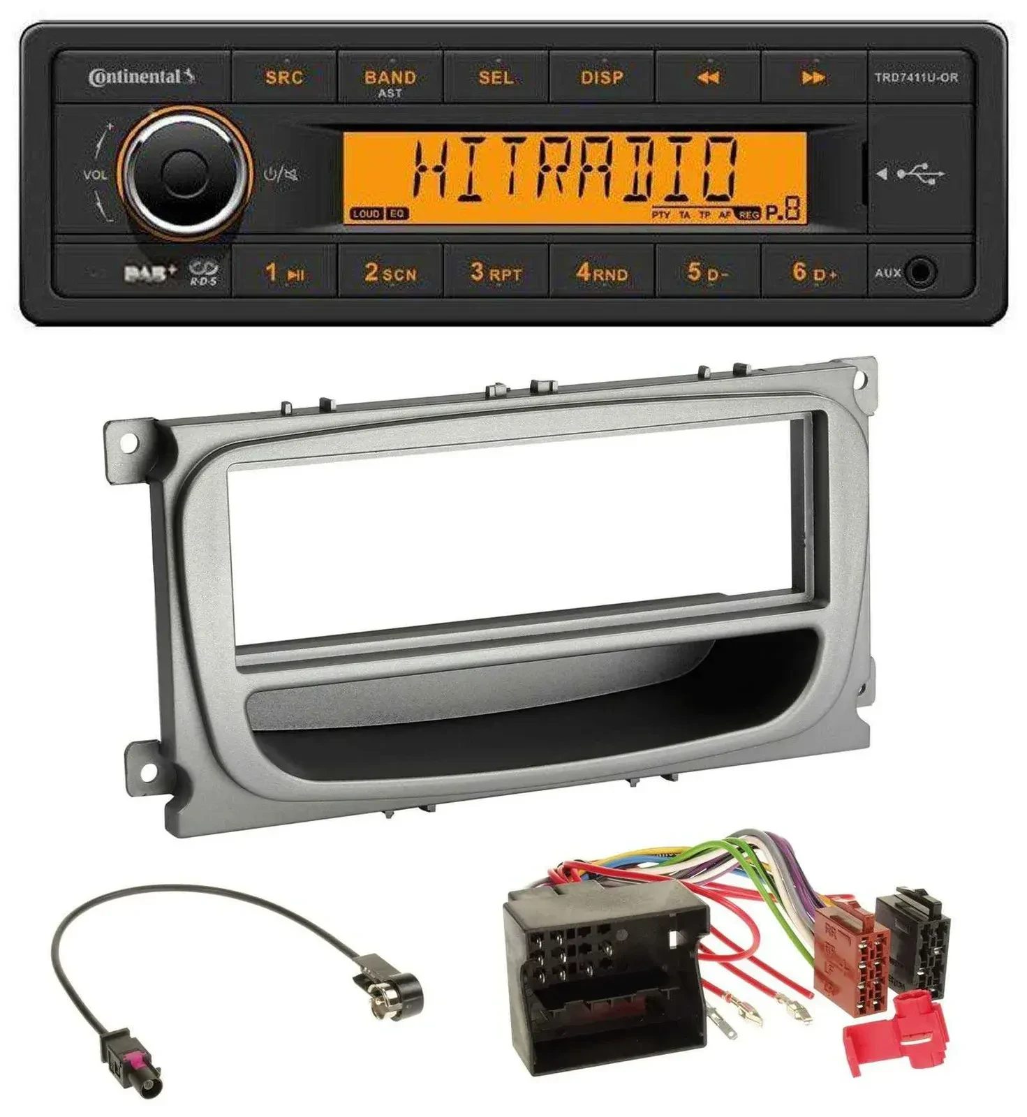 Continental 1DIN DAB MP3 AUX USB Autoradio für Ford Focus Galaxy C-Max ab 2007 s