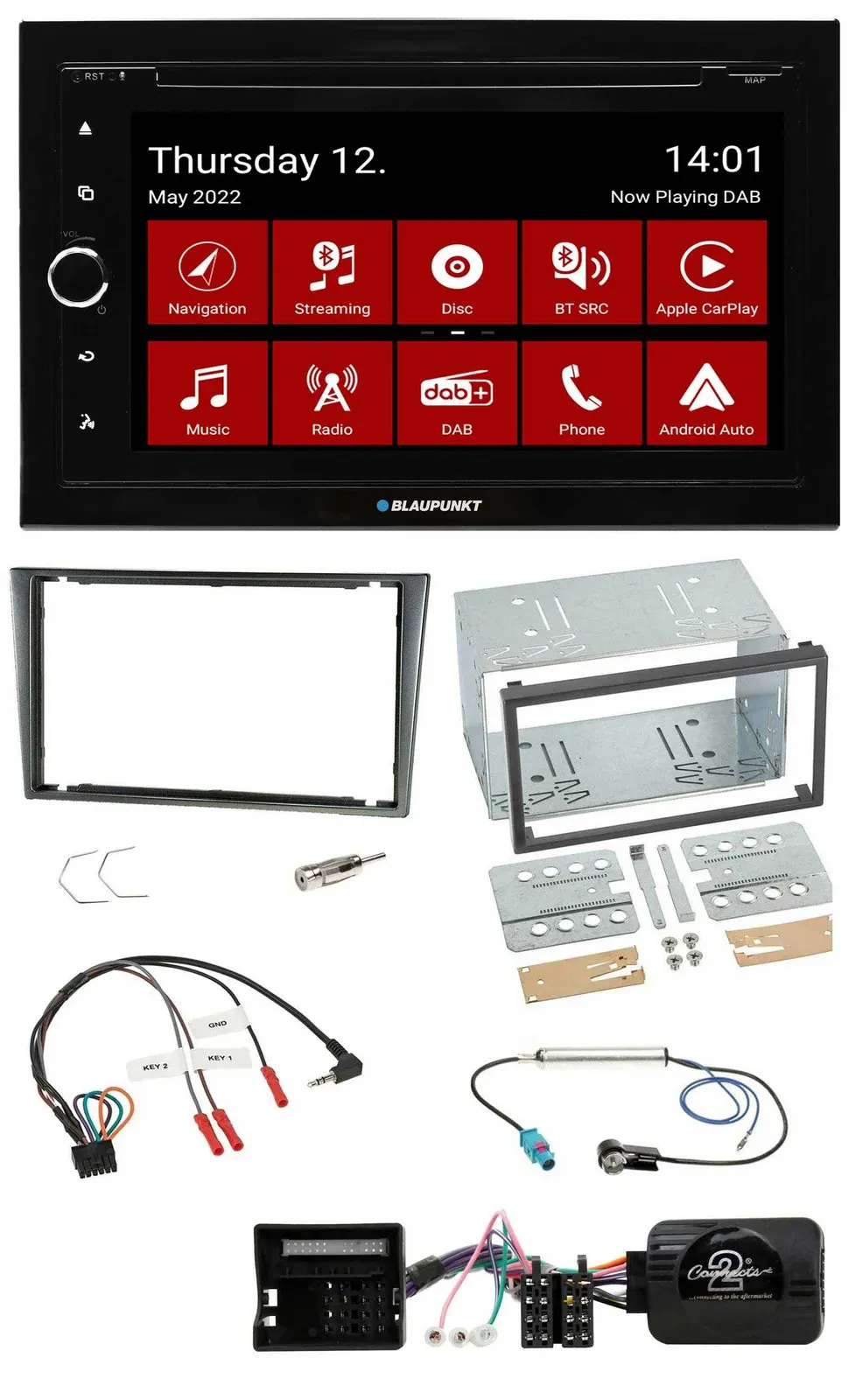 Blaupunkt 2DIN Lenkrad Bluetooth USB TMC DAB Navigation für Opel Corsa C 2004-20