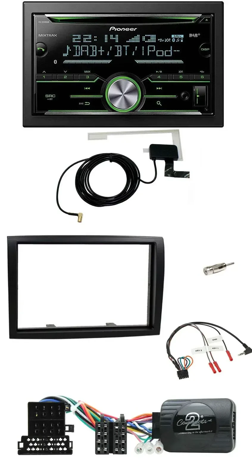 Автомагнитола Pioneer 2DIN CD USB Bluetooth DAB для Citroen Jumper 2008–2011, поддержка кнопок на руле