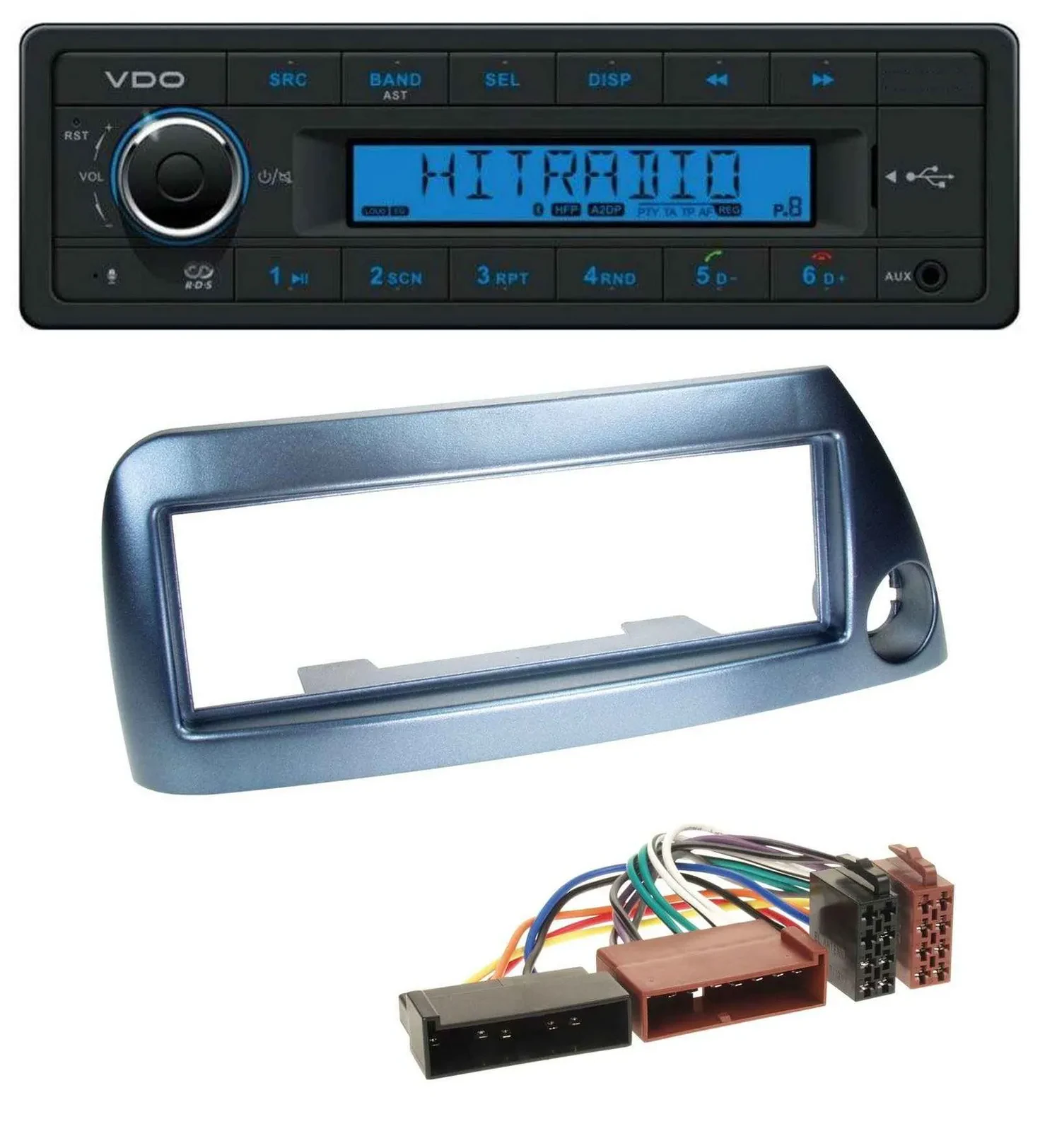 VDO AUX Bluetooth USB MP3 Autoradio für Ford Ka bis 2008 blau-metallic
