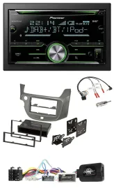Pioneer Bluetooth Lenkrad DAB 2DIN USB CD Autoradio für Honda Jazz ab 2014 silbe