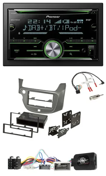 Pioneer Bluetooth Lenkrad DAB 2DIN USB CD Autoradio für Honda Jazz ab 2014 silbe