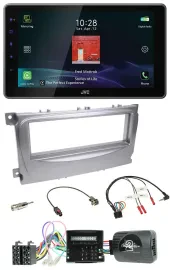 Автомагнитола для Ford S-Max/Mondeo 2007–2014 JVC DAB, Bluetooth, USB, серебристая, совместима с CAN-Bus и управлением на руле