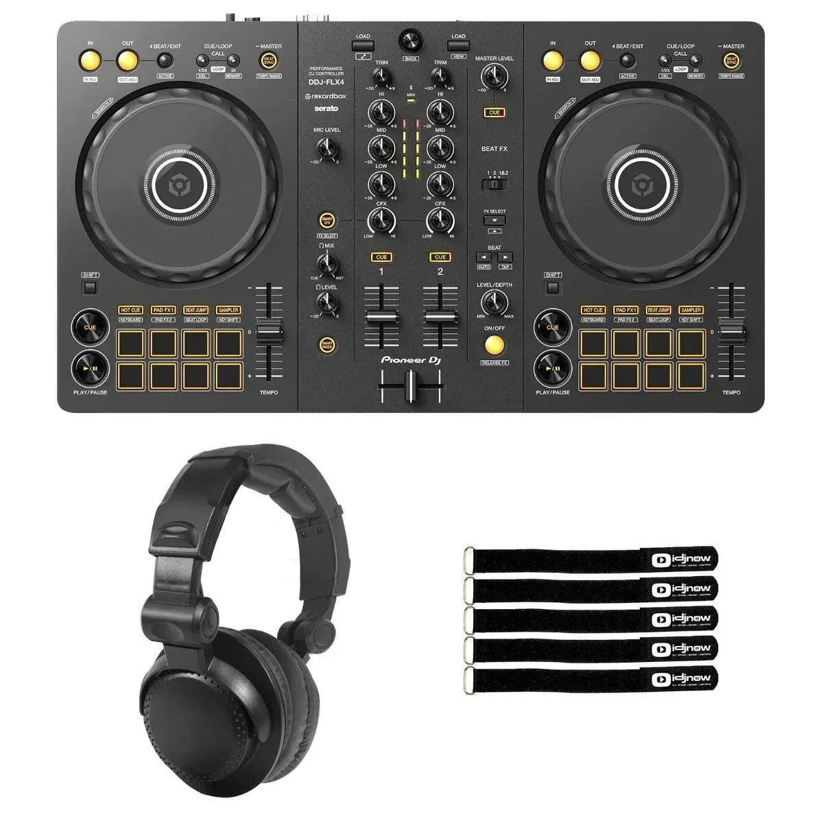 DJ-контроллер с джогом Pioneer DDJ-FLX4 Black с аксессуарами