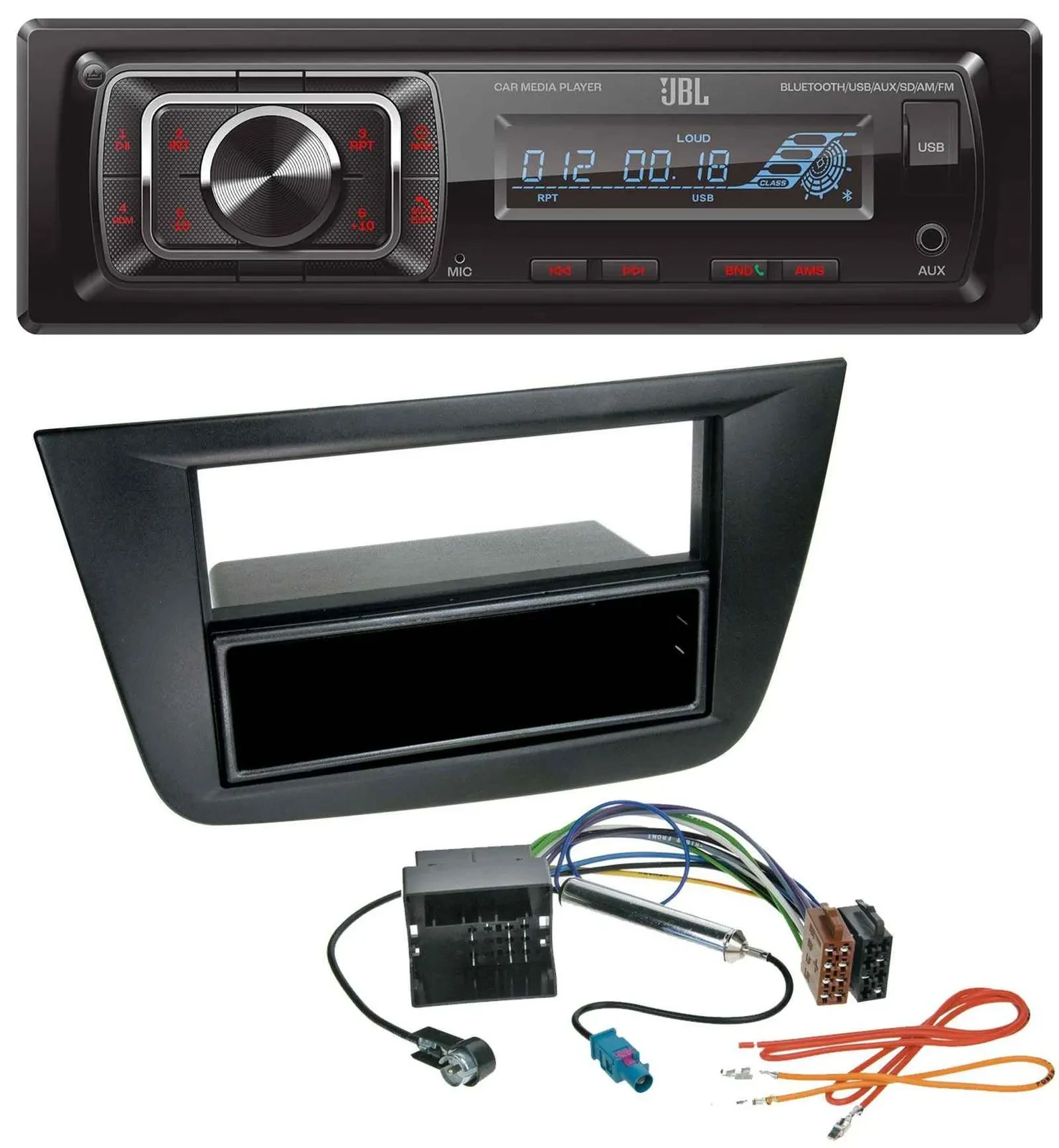 Автомагнитола JBL Bluetooth USB SD AUX MP3 для Seat Toledo/Altea (с 2005) черный