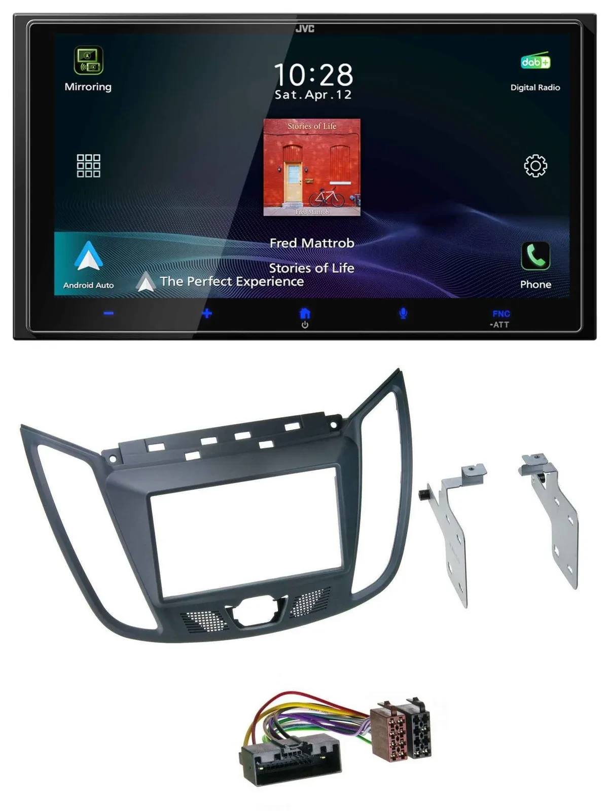 JVC USB Bluetooth 2DIN DAB MP3 Autoradio für Ford C-Max (ab 10) grau