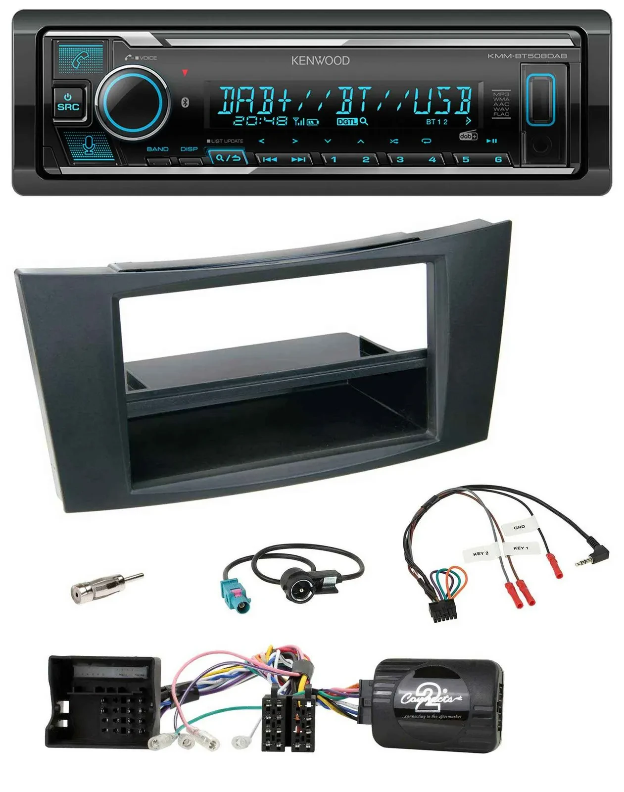 Kenwood Bluetooth Lenkrad DAB USB Autoradio für Mercedes CLS E-Klasse 2002-2008