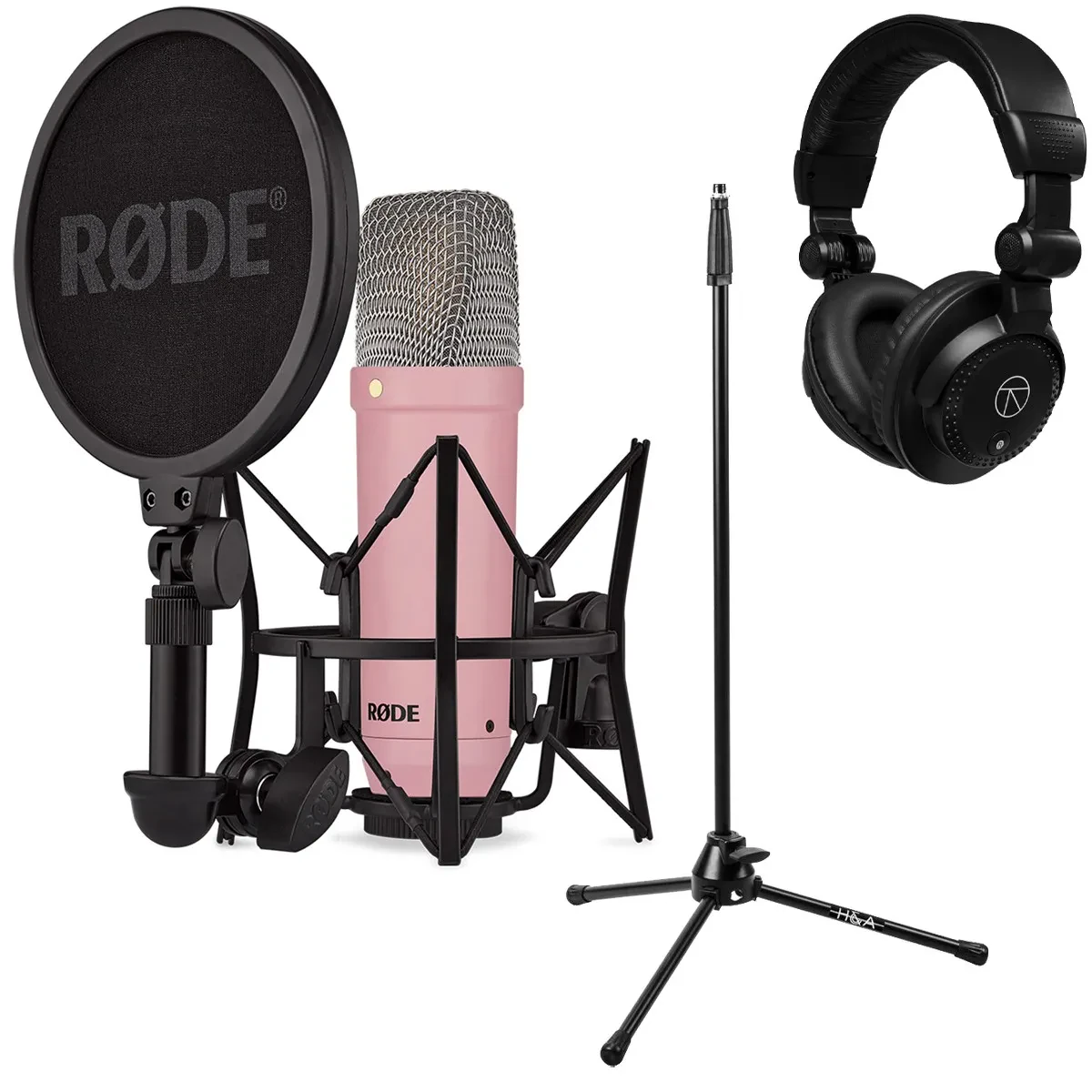 Rode Signature Series NT1 Cardioid Condenser Studio Microphone, Pink, Bundle wit