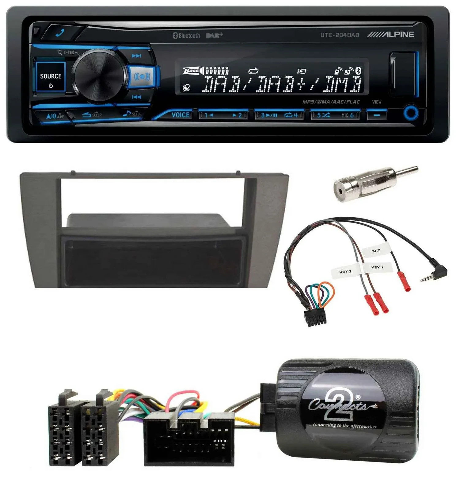 Alpine USB Bluetooth DAB Lenkrad Autoradio für Jaguar X-Type S-Type 2003-2008