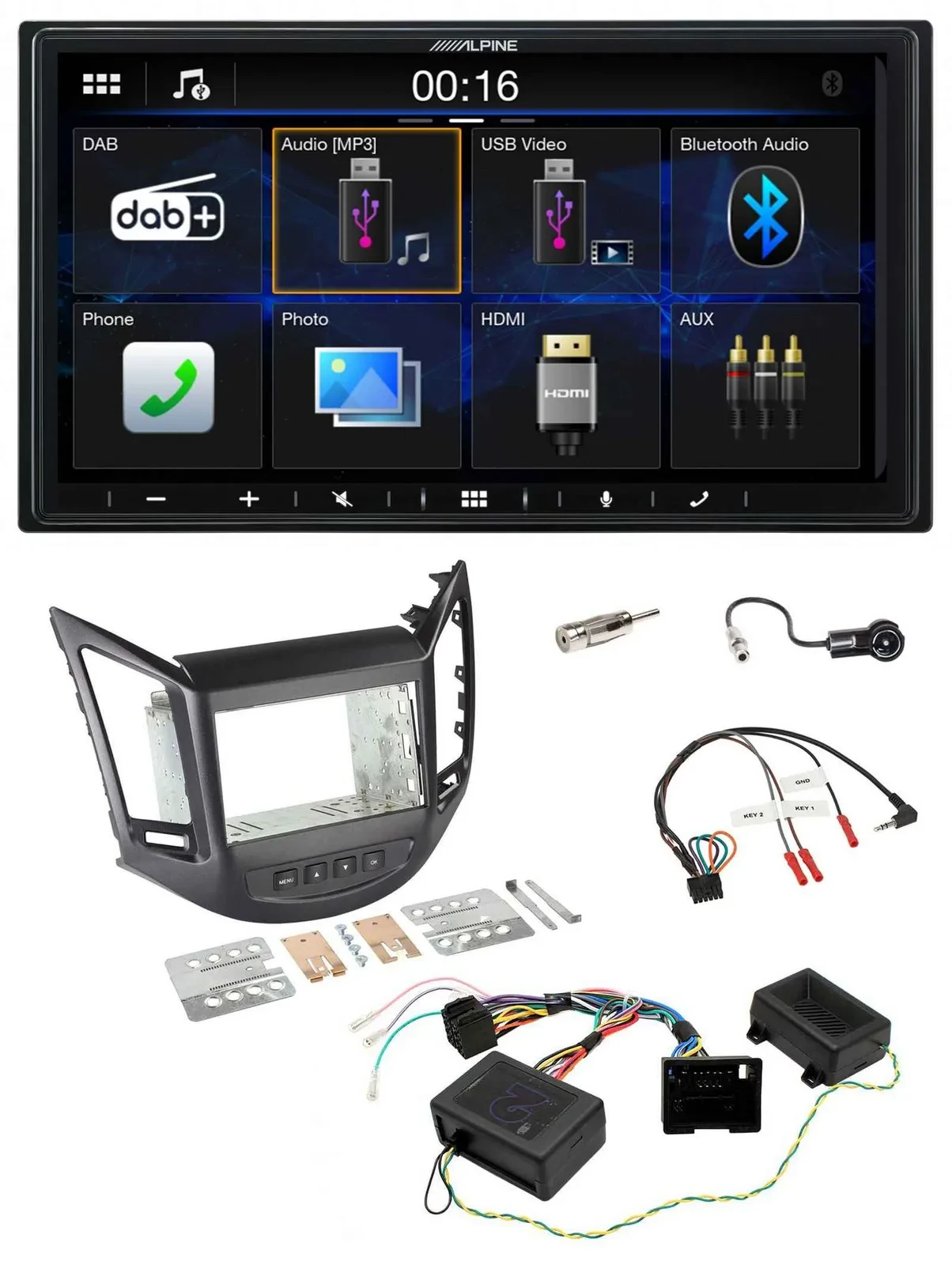 Alpine Bluetooth 2DIN Lenkrad DAB USB Autoradio für Chevrolet Orlando 2011-2018