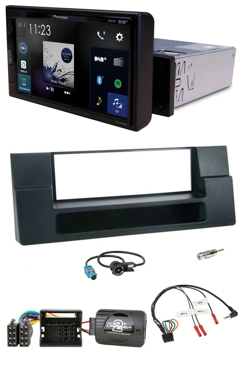 Pioneer DAB Lenkrad Bluetooth USB Autoradio für BMW 5er E39 X5 Quadlock Ablage