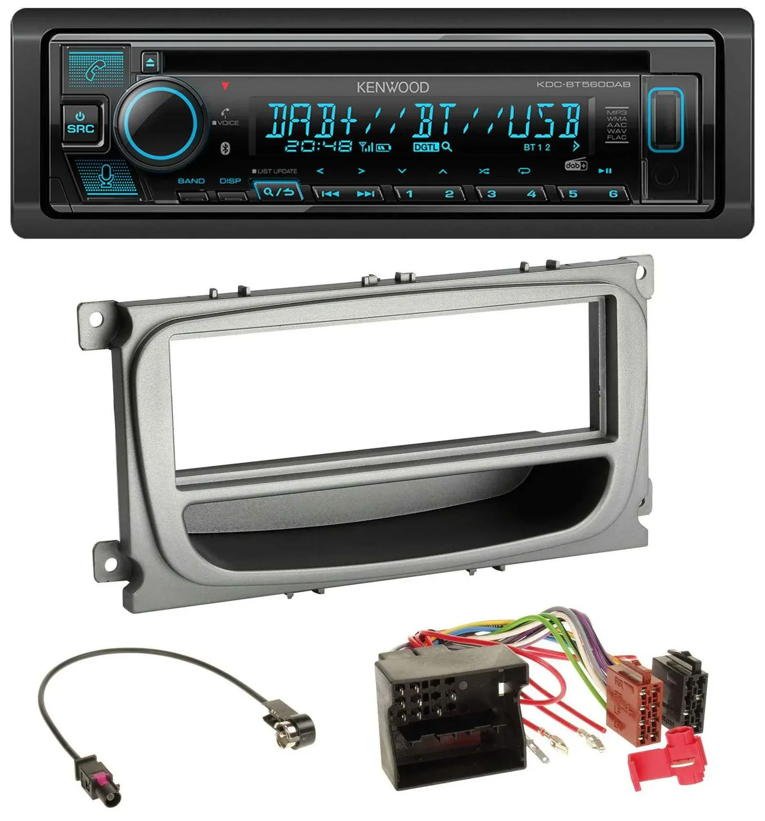 Kenwood Bluetooth DAB CD MP3 USB Autoradio für Ford Focus Galaxy C-Max ab 2007 s