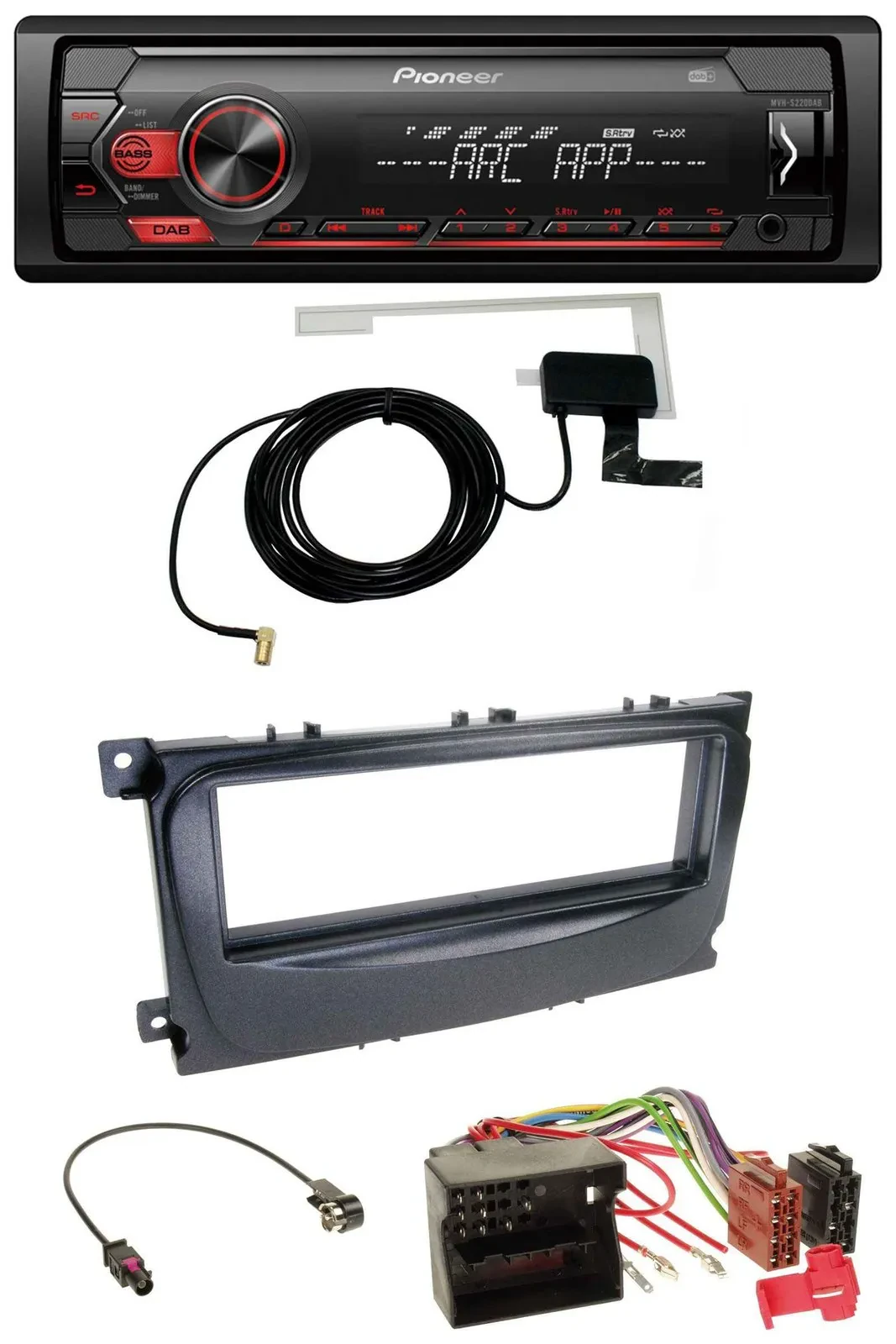 Автомагнитола Pioneer 1 DIN USB DAB MP3 AUX черная для Ford Mondeo/S-Max (2007–2014)