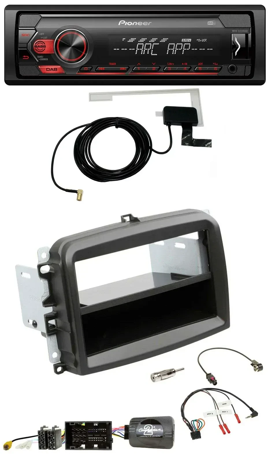 Автомагнитола для Fiat 500L (с 2012) Pioneer 1DIN USB DAB MP3 с поддержкой управления на руле