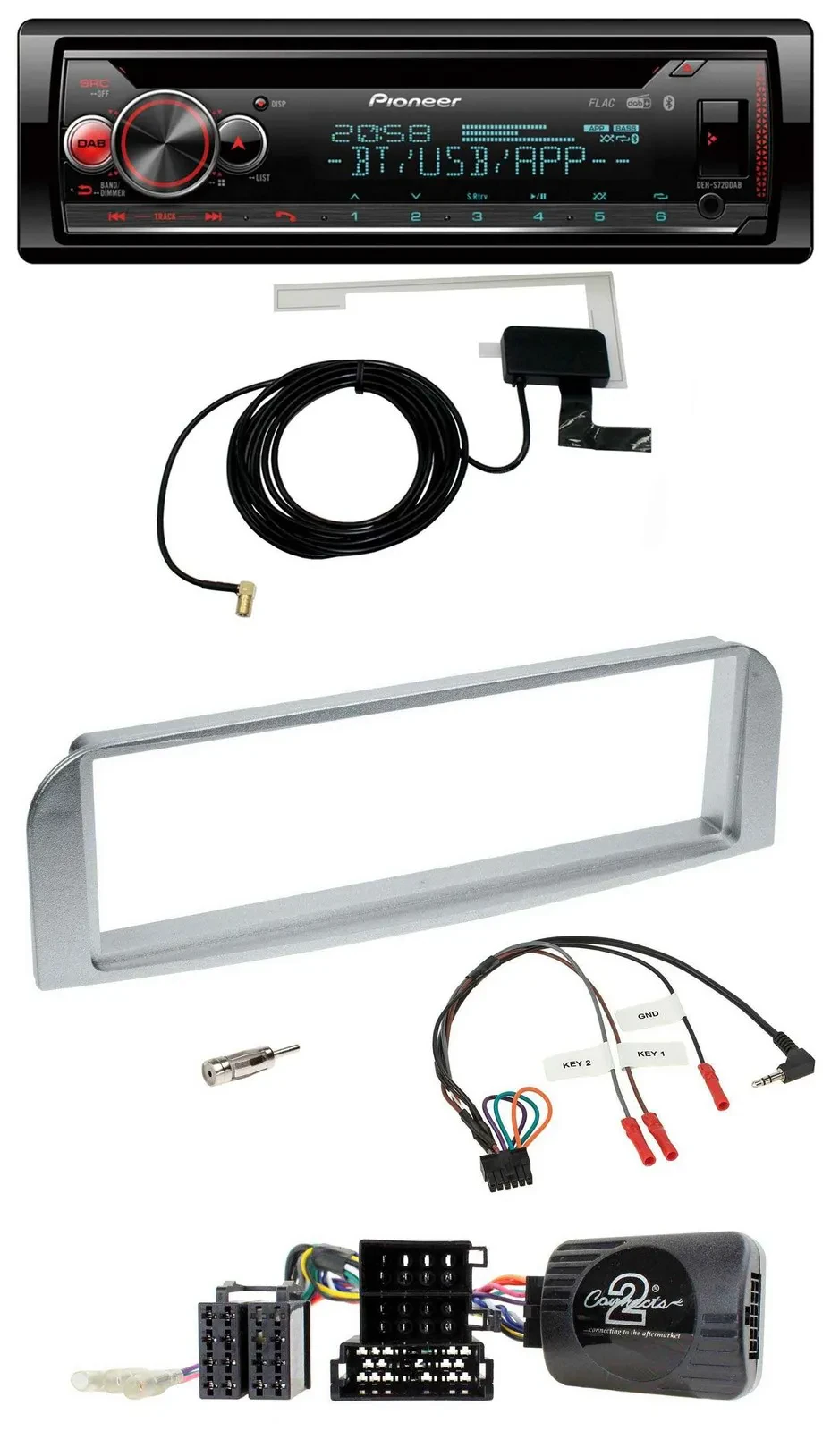 Автомагнитола Pioneer DAB, CD, USB, Bluetooth для Alfa Romeo GT/147 (2007–2010), серебристая