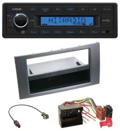 Автомагнитола VDO 1 DIN, MP3, USB, AUX для Ford Focus, C-Max, Galaxy, S-Max (2003–2007), антрацит