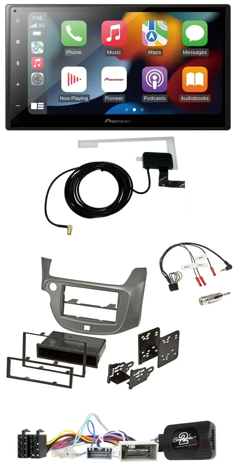 Автомагнитола для Honda Jazz (с 2014) Pioneer 2DIN USB Bluetooth DAB серебристая