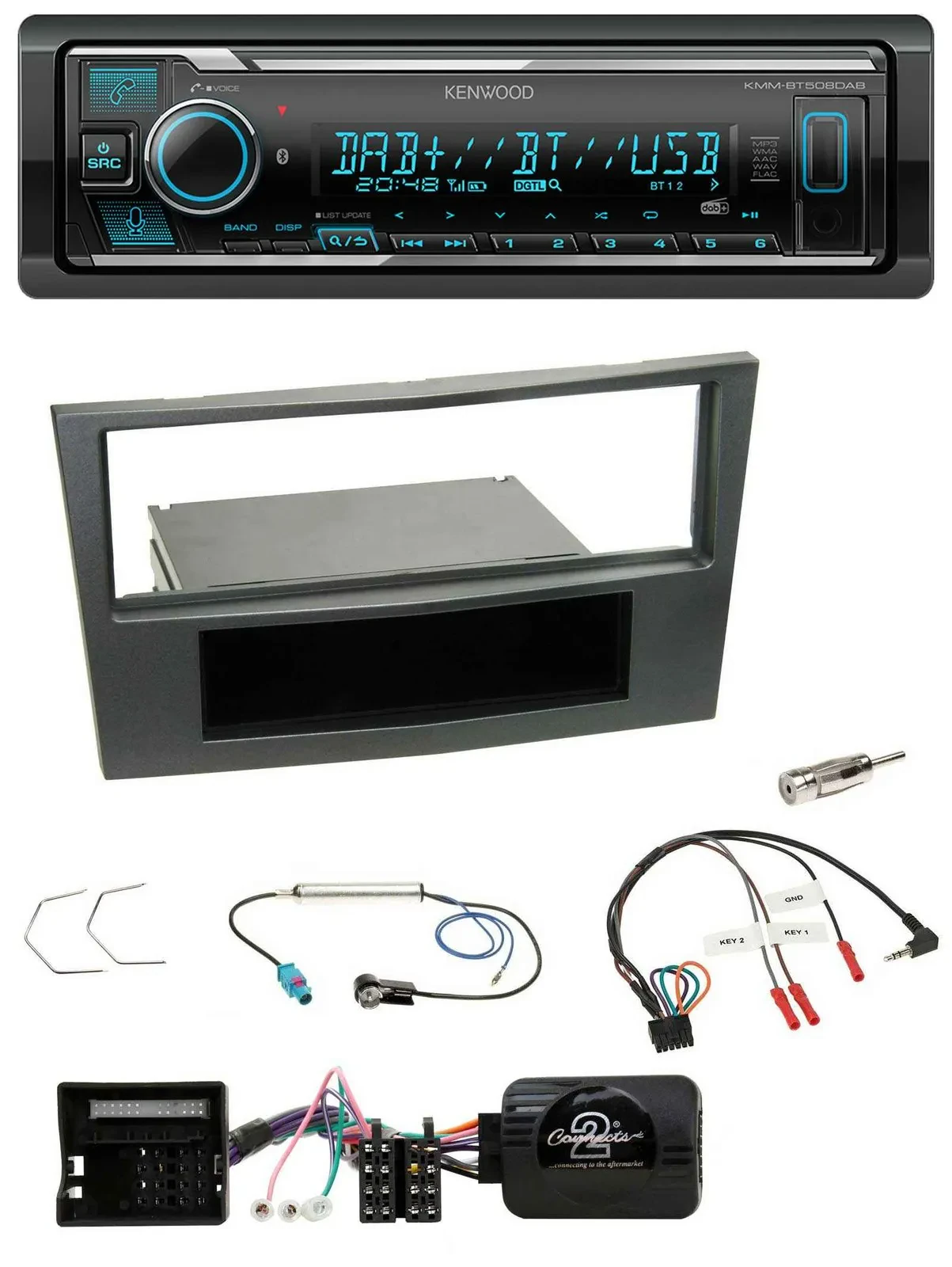 Kenwood Bluetooth Lenkrad DAB USB Autoradio für Opel Antara Astra H Zafira B cha