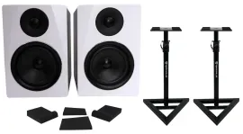 Pair Rockville APM6W 6.5" 2-Way 350 Watt Powered USB Studio Monitors+Stands+Pads