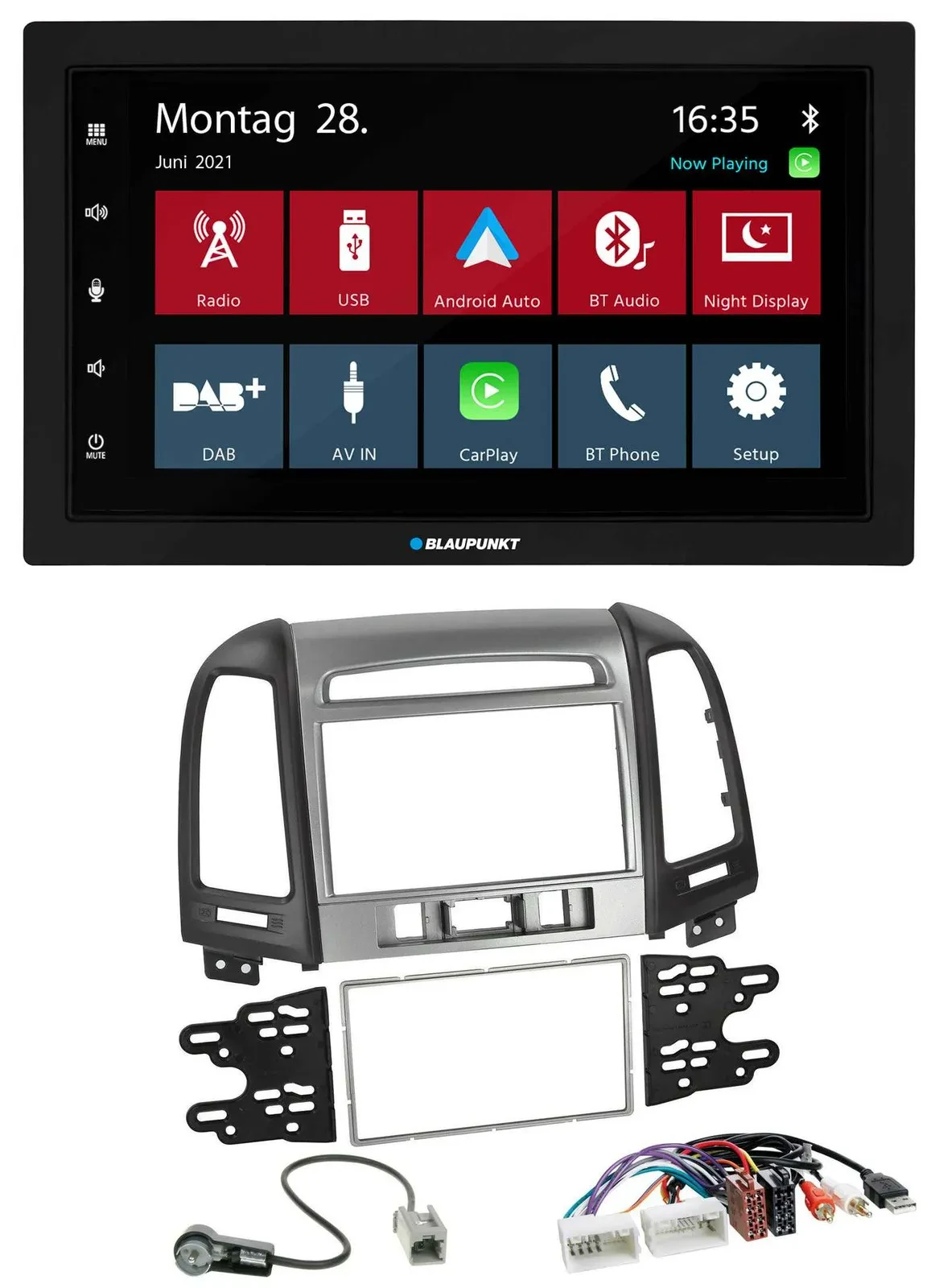 Blaupunkt MP3 Bluetooth DAB 2DIN USB Autoradio für Hyundai Santa Fe USB AUX 3 Sc